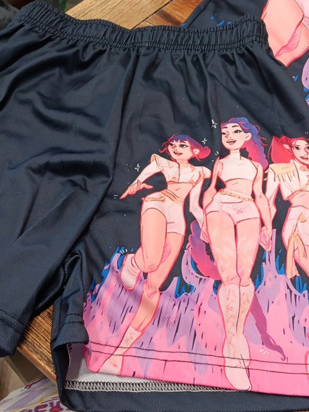Kids’s Black & Pink Graphic Short Set - Illustrated Shorts and Tee Demon Hunters